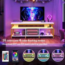 Load image into Gallery viewer, LED TV Stand - 70/65&quot;, Open Storage, Power Socket | Industrial Style