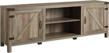 Load image into Gallery viewer, Grey Wash Modern Farmhouse Double Barn Door TV Stand, 70 Inch, for TVs up to 80 Inches