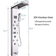 Load image into Gallery viewer, Stainless Steel LED Shower Panel Tower System - 6-Function Rainfall Waterfall Head