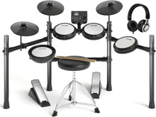 Load image into Gallery viewer, Electronic Drum Set for Beginner | Quiet Mesh Pads, 15 Kits, 195 Sounds, Sticks, Throne