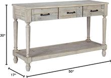 Load image into Gallery viewer, Farmhouse Solid Pine Wood Sofa Console Table, Whitewash Finish, Signature Design