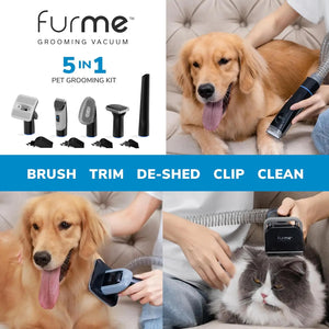 Pet Grooming Vacuum Kit: 5 Tools, 2L Canister, Works for Dogs & Cats Pro Plus