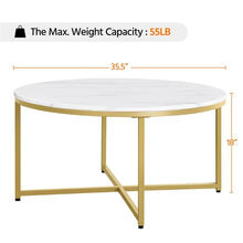 Load image into Gallery viewer, Modern Round Faux Marble Coffee Table Gold Finish Living Room Furniture