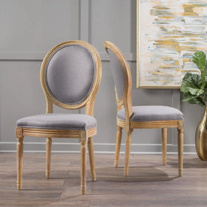 Light Grey Fabric Dining Chairs 2-Piece Set for Home