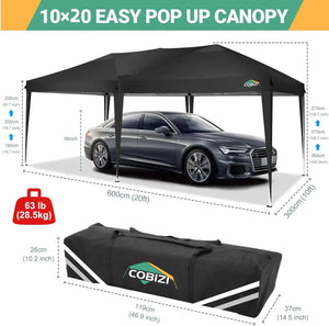 10x20 Pop Up Canopy with 6 Sidewalls Waterproof UPF 50+ Portable Event Shelter Gazebo