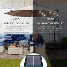 Load image into Gallery viewer, 10ft Offset Hanging Patio Umbrella, Solar LED Lighting, Easy Tilt Adjustment, 8 Ribs