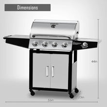 Load image into Gallery viewer, Stainless Steel 4-Burner Gas Grill BBQ Cabinet Style Propane with Side Burner