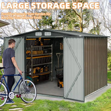 Load image into Gallery viewer, Galvanized Steel Storage Shed, 8&#39; x 6&#39;, Lockable Door, Backyard Tool Shed