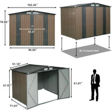 Load image into Gallery viewer, Galvanized Steel Storage Shed, 8&#39; x 6&#39;, Lockable Door, Backyard Tool Shed