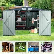 Load image into Gallery viewer, Galvanized Steel Storage Shed, 8&#39; x 6&#39;, Lockable Door, Backyard Tool Shed