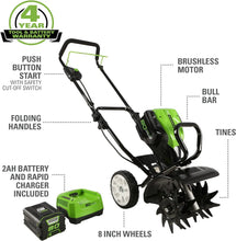 Load image into Gallery viewer, 80V 10&quot; Lawn Mower with 2Ah Battery &amp; Charger, TL80L210 Model, Black and Green