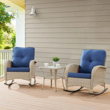 Load image into Gallery viewer, 3 Pieces Patio Furniture Sets Rocking Chairs | Outdoor Wicker Rockers