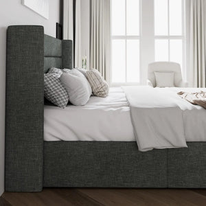 Full Size Upholstered Storage Bed: Lift Up, Modern Design Gray Grey