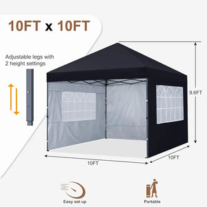 Canopy Tent 10x10 with Church Window Sidewalls (Black)