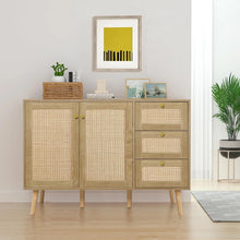 Load image into Gallery viewer, Wood Buffet Cabinet with Storage - 2 Doors, 3 Drawers, Credenza Storage Cabinet