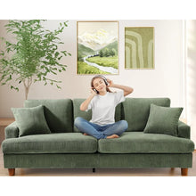 Load image into Gallery viewer, 87&quot; Green Corduroy Couch, Extra Deep 21&quot; Seats for Comfortable Living Room Sofa