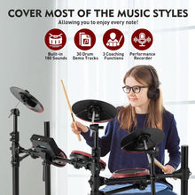 Load image into Gallery viewer, Electronic Drum Set for Beginners, 8&quot; Mesh Pads, 10&quot; Cymbals, Kick Pedal, Stool, Sticks