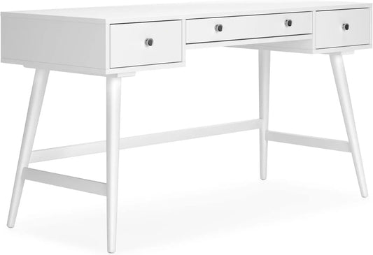 Signature Contemporary 54" Home Office Desk 3 Drawers White Furniture Workstation