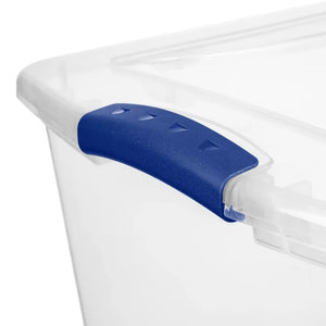 Stadium Blue 66 Quart Latch Box Plastic Set of 6 - Storage Organization