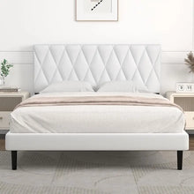 Load image into Gallery viewer, Strong Wooden Slats Queen Bed Frame, Upholstered Platform, Headboard