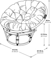 Load image into Gallery viewer, Rattan Papasan Chair: Brown Frame, Comfortable Green Cushion, Indoor/Outdoor