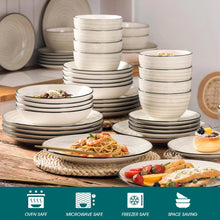 Load image into Gallery viewer, Stoneware Dinnerware Sets, 24 Pieces Dinner Set with Plates, Pasta Bowls, Soup