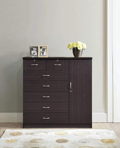 7-Drawer Cabinet: Chocolate Finish, Big Drawers, Locks, Hanging Rods