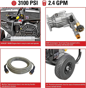 MegaShot 3100 PSI Gas Pressure Washer, Kohler Engine, Spray Gun Included