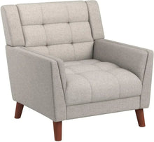 Load image into Gallery viewer, Home Mid Century Modern Fabric Arm Chair, Beige &amp; Walnut Finish