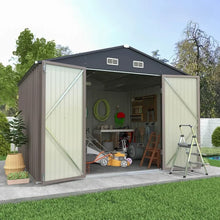 Load image into Gallery viewer, 8x10FT Outdoor Metal Storage Shed - Large Garden Tool Shed, Sloping Roof, Doors