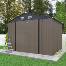 Load image into Gallery viewer, 8x10FT Outdoor Metal Storage Shed - Large Garden Tool Shed, Sloping Roof, Doors