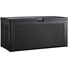 Load image into Gallery viewer, X-Large Resin Outdoor Storage Deck Box 134 Gal. Charcoal Decorative Pattern