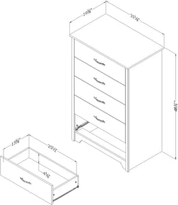 Pure Black Bedroom Furniture Five-Drawer Chest Dresser Dressing Table