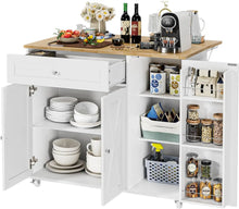 Load image into Gallery viewer, Rolling Kitchen Island Cart with Drop Leaf, Spice Rack, Drawer, Towel Rack