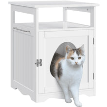 Load image into Gallery viewer, Wooden Cat Litter Box Enclosure with Open Shelf | White