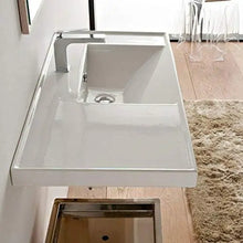 Load image into Gallery viewer, White Rectangular Ceramic Bathroom Sink 3008-One Hole ML Self Rimming/Wall Mounted