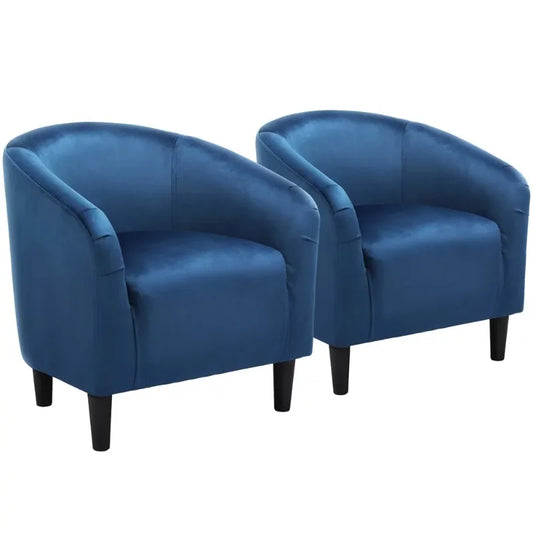 Pagoda Blue Velvet Tub Chair Set of 2 - Stylish Living Room Accent