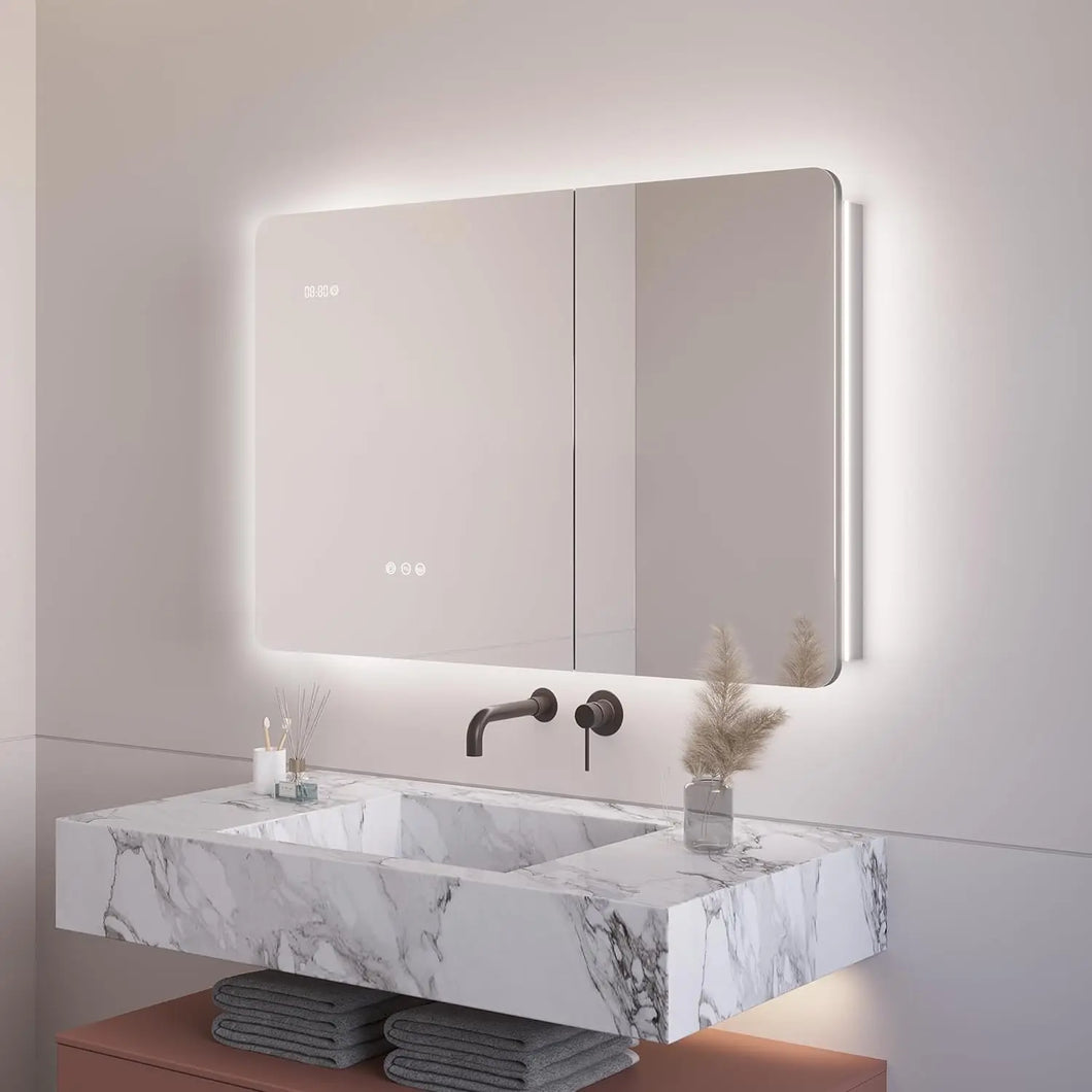 LED Backlit Mirror Medicine Cabinet, 36x24 in, 3 Color Lights, Anti-Fog, Time Function