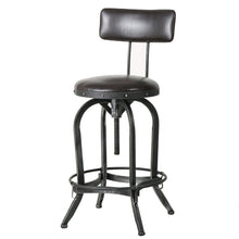 Load image into Gallery viewer, Brown Leather Bar Stool with Backrest by Noble House - Comfortable Dining Chair