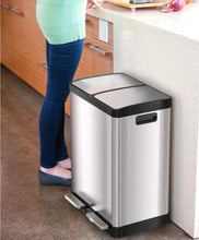 Load image into Gallery viewer, Stainless Steel Trash Can &amp; Recycle Bin, 16 Gallon - Carbon Filter, Deodorizers