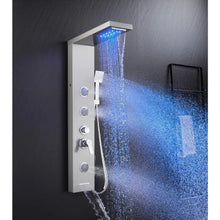 Load image into Gallery viewer, LED Shower Panel Tower, 5-in-1 System with Rainfall, Waterfall &amp; 3 Adjustable Body Jets