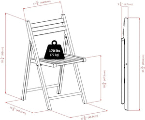 White Folding Chair Set, Medium Size, 4 Pieces