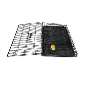 Double Door Folding Wire Dog Crate, Black, X-Small, 24"L