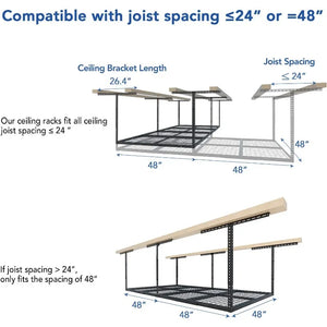 Tools Home Improvement 4x8 Overhead Garage Storage Rack, Adjustable