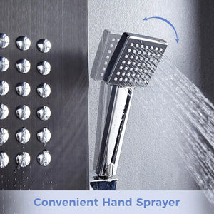 Multi-Function Shower Panel Tower - Stainless Steel Rainfall Waterfall System