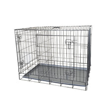 Load image into Gallery viewer, Double Door Folding Wire Dog Crate, Black, X-Small, 24&quot;L