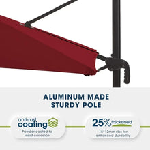 Load image into Gallery viewer, 10&#39; Outdoor Offset Patio Umbrella, 360° Rotation, Fade &amp; UV Resistant, Aluminum Pole