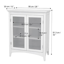 Load image into Gallery viewer, White Home Wooden Floor Cabinet 2 Glass Doors - Stylish Storage Solution