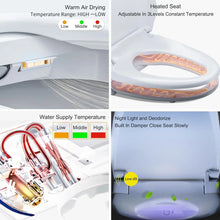 Load image into Gallery viewer, White Round AC Toilet Seat Smart Unlimited Warm Water Rear &amp; Front Wash LED Light