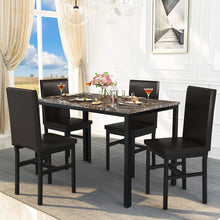 Load image into Gallery viewer, Dining Table Set for 4, 5 Pieces Faux Marble Kitchen Dining Set with 4 Leather Upholstered Chairs